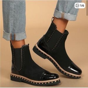 Black Studded Atlas Chelsea Ankle Boots suede
